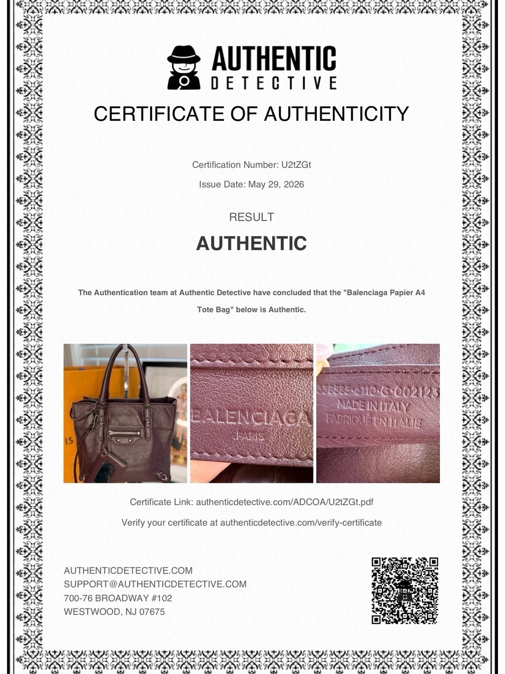 Balenciaga Papier Mini A4 Tote Burgundy Leather Crossbody - Picture 15 of 15